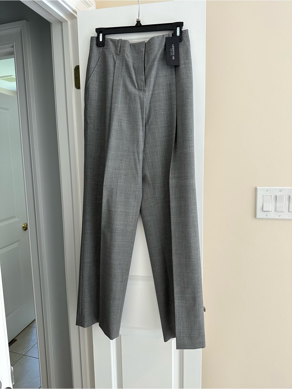 Lafayette 148 New York Gray Wide-Leg Dress Pants